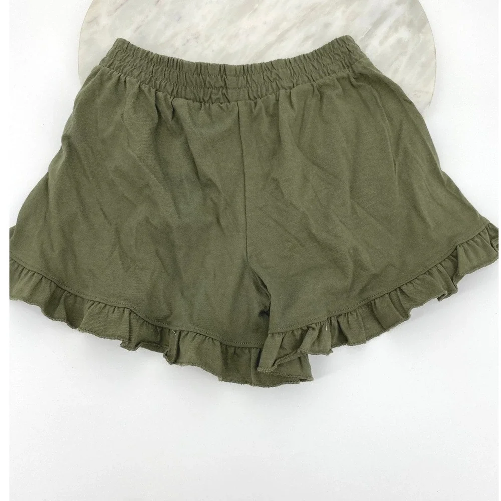 Treasure and Bond Kids Girls Ruffle Hem Shorts Olive Green Size L (10/12)